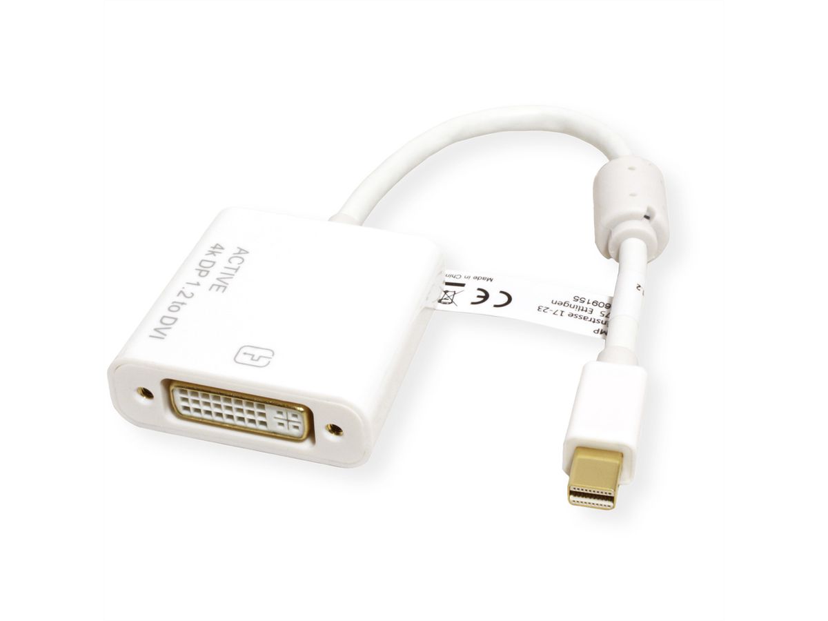 ROLINE 4K Adaptateur Mini DisplayPort-DVI, MiniDP M - DVI F