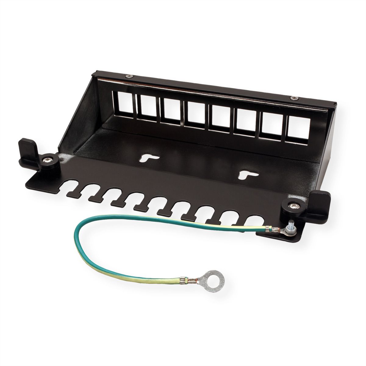 Panneau de brassage pour Keystones, 8 ports, noir