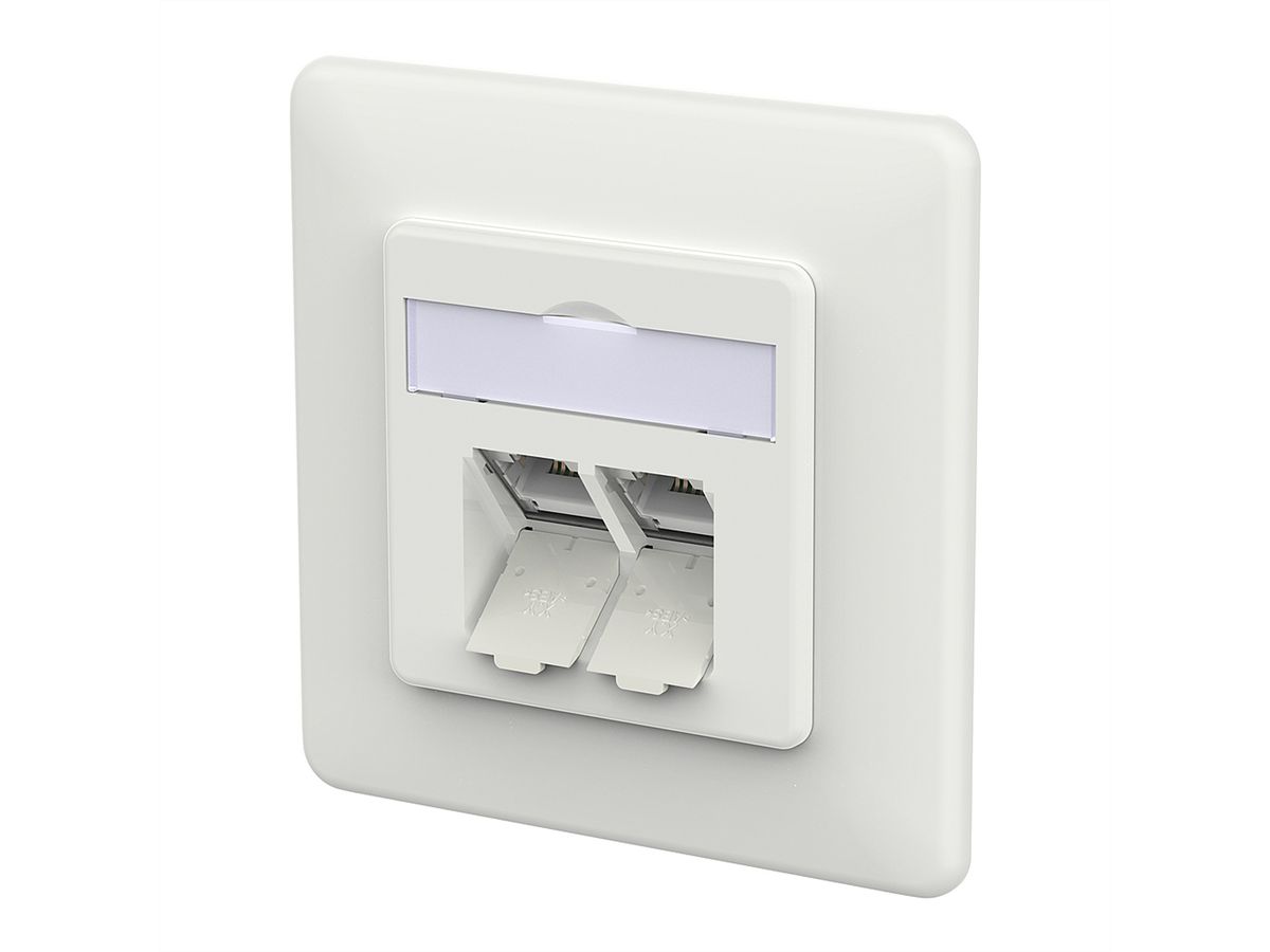 METZ CONNECT E-DAT C6A LSA++ Prise, 2 ports, encastré (UP), blanc signalisation brillant