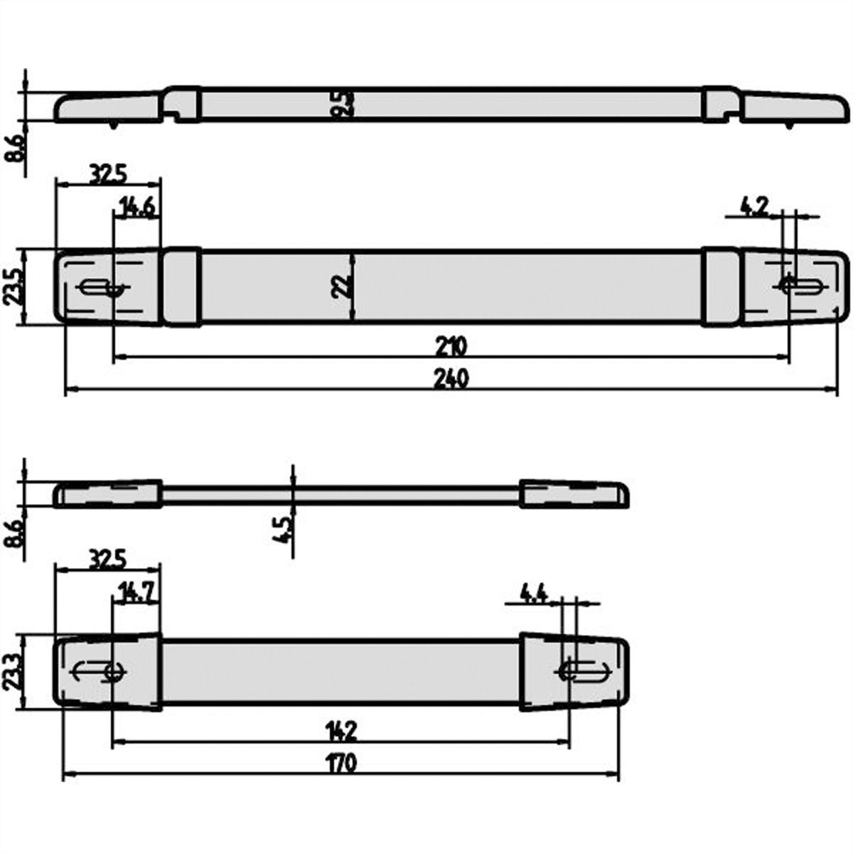 SCHROFF Poignée universelle, largeur 22 mm, 170 mm