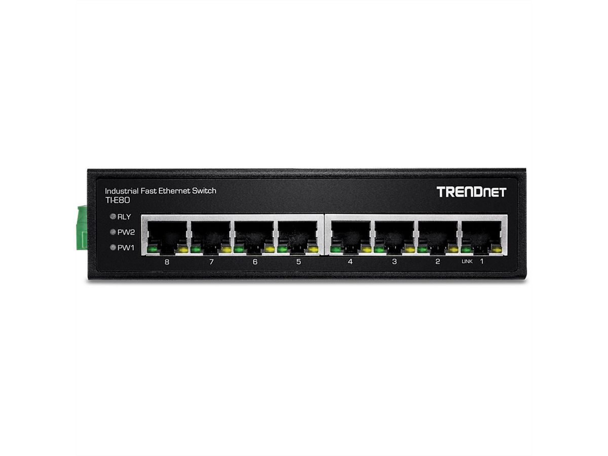 TRENDnet TI-E80 Switch Rail DIN Fast Ethernet industriel à 8 ports