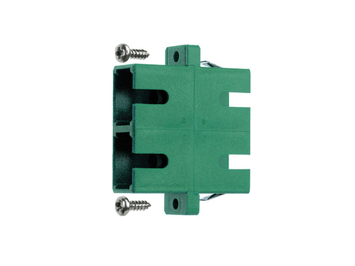 TELEGÄRTNER  Coupleur SC/APC Duplex, Singlemode, Manchon en céramique, boîtier en plastique, vert