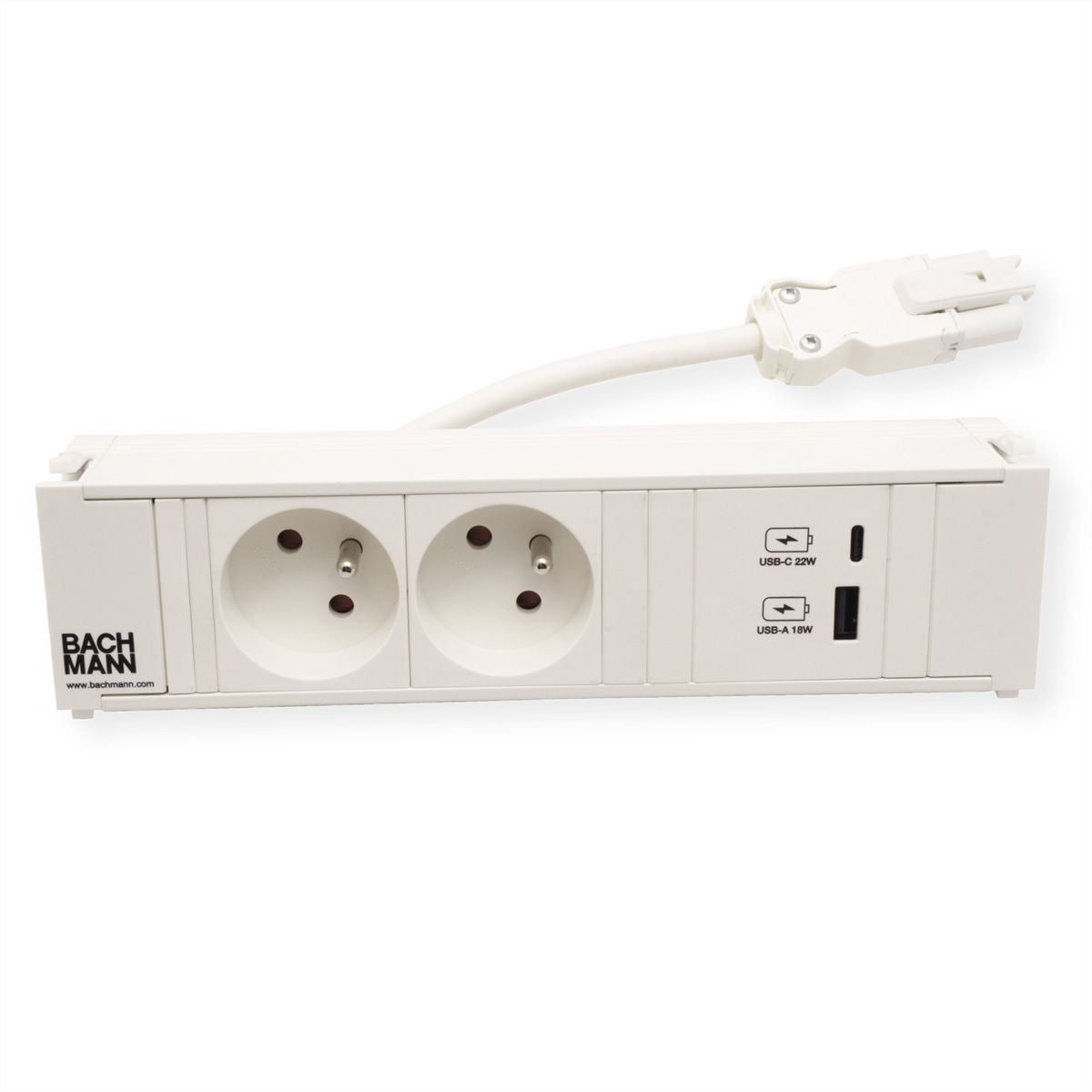 BACHMANN CONI 2xUTE 1xUSB A/C 22W 0,2m GST18 RAL9010