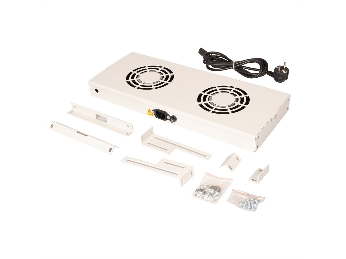 ROLINE 19" Unité de ventilation, 2 ventilateurs, ON/OFF, gris
