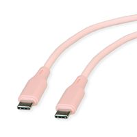 ROLINE Câble USB 2.0, C–C, M/M, silicone, 60W, pink, 1 m