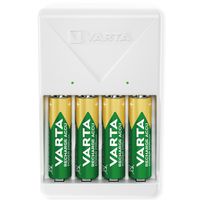 VARTA Chargeur + 4 piles NH-AA, 2100mAh, Chargeur Plug avec 4 piles, chargées et prêtes à l'emploi