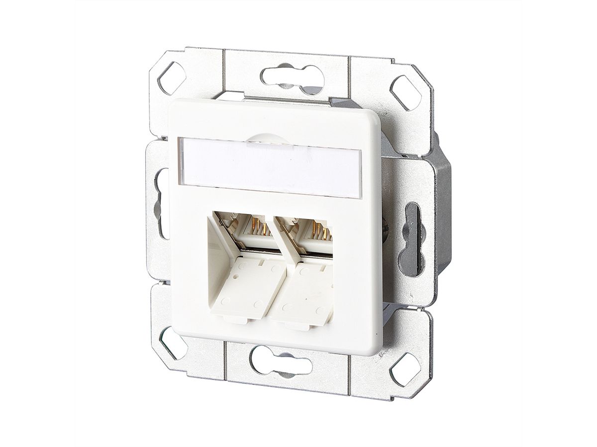 METZ CONNECT E-DAT C6 Prise, 2 ports, goulotte encastrée (UPk), blanc pur