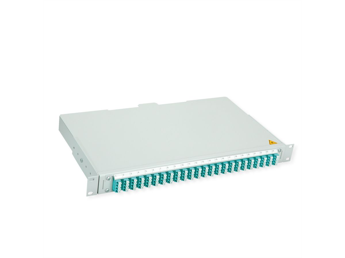 TELEGÄRTNER BASIS V Panneau fibre optique avec coupleurs & Pigtails , 24x LC Quad, turquoise, OM3