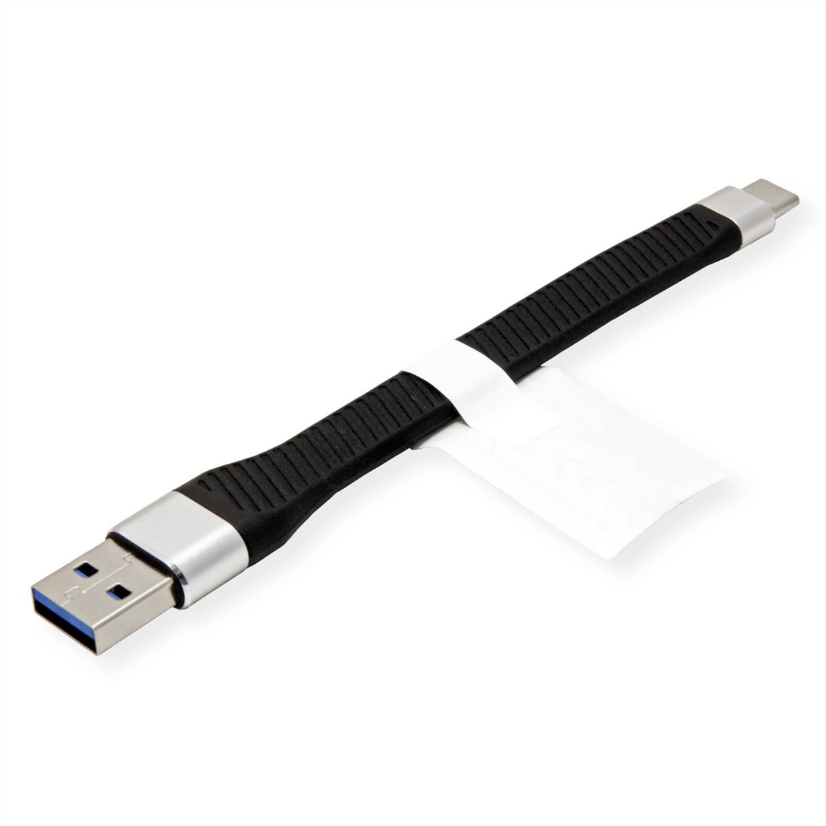ROLINE Câble USB 3.2 Gen 2 en silicone, C-A, M/M, 10Gbit/s, Emark, noir, 11 cm