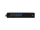 EXSYS EX-12297HMS HUB métallique 7 ports USB 3.2 Gen 2x1, 2x USB-C et 5x USB-A 3.2 Gen 1, pour table, mur et rail DIN
