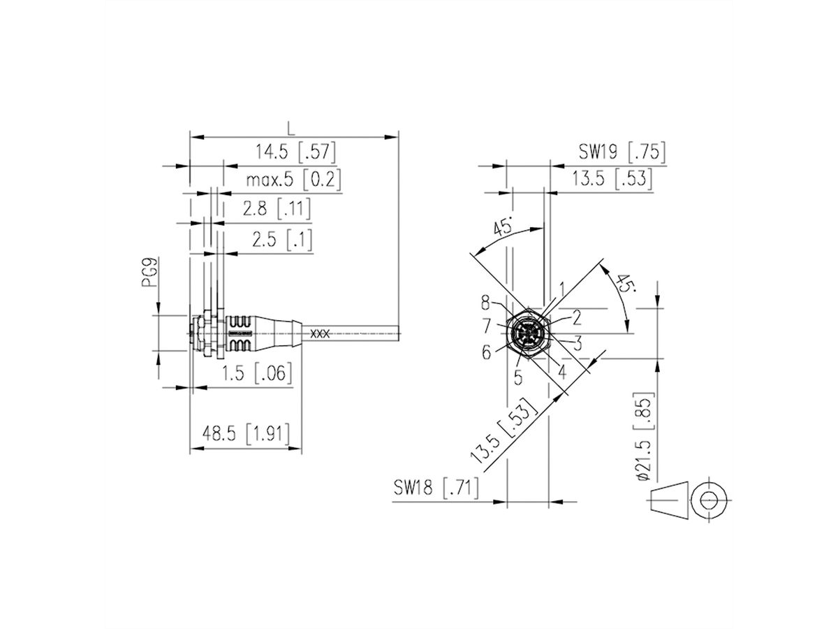 METZ CONNECT Câble Ethernet industriel M12, codage X, M12 connecteur femelle droit - extrémité ouverte, PUR, 0,5 m
