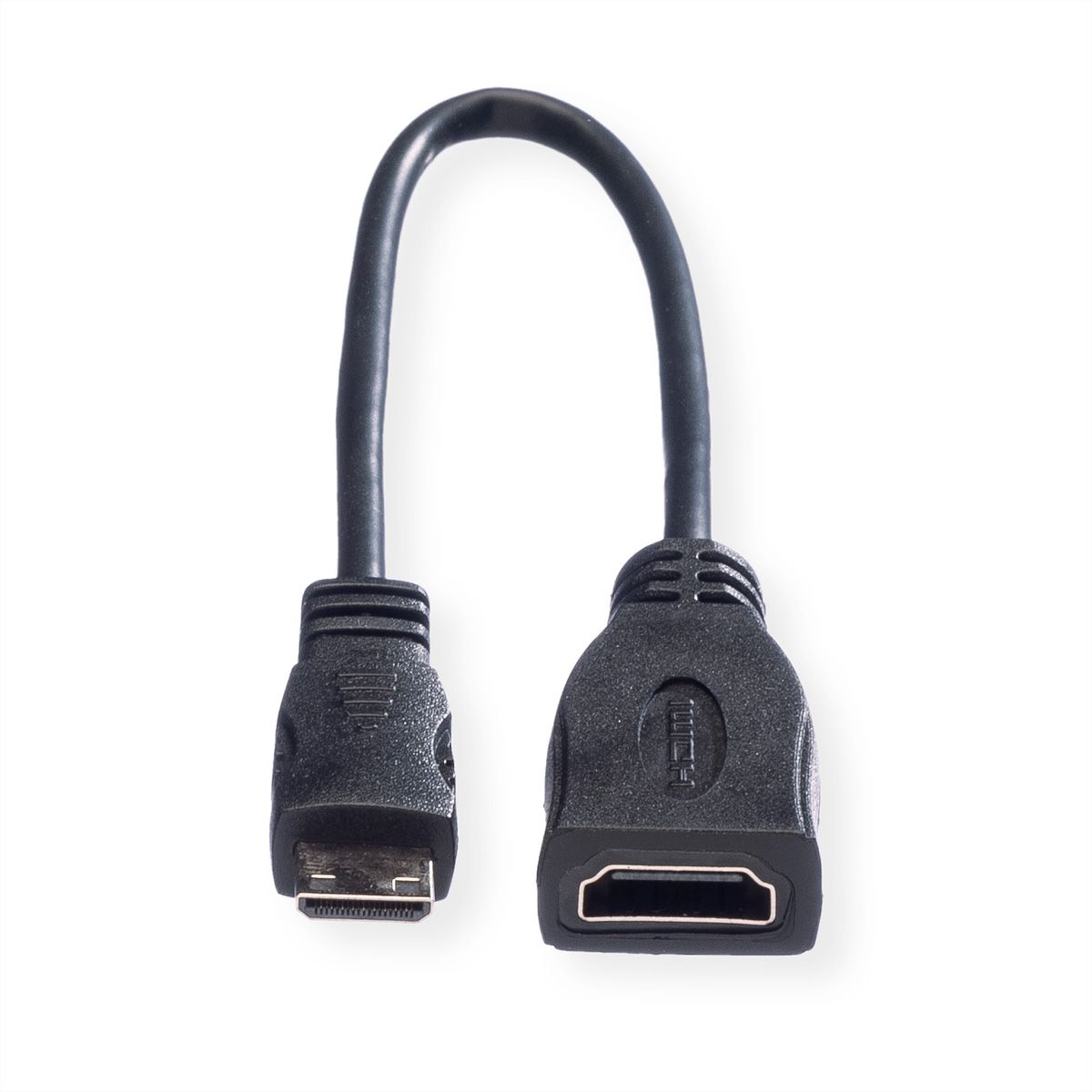ROLINE Câble HDMI High Speed avec Ethernet, HDMI F - Mini HDMI M, 0,15 m