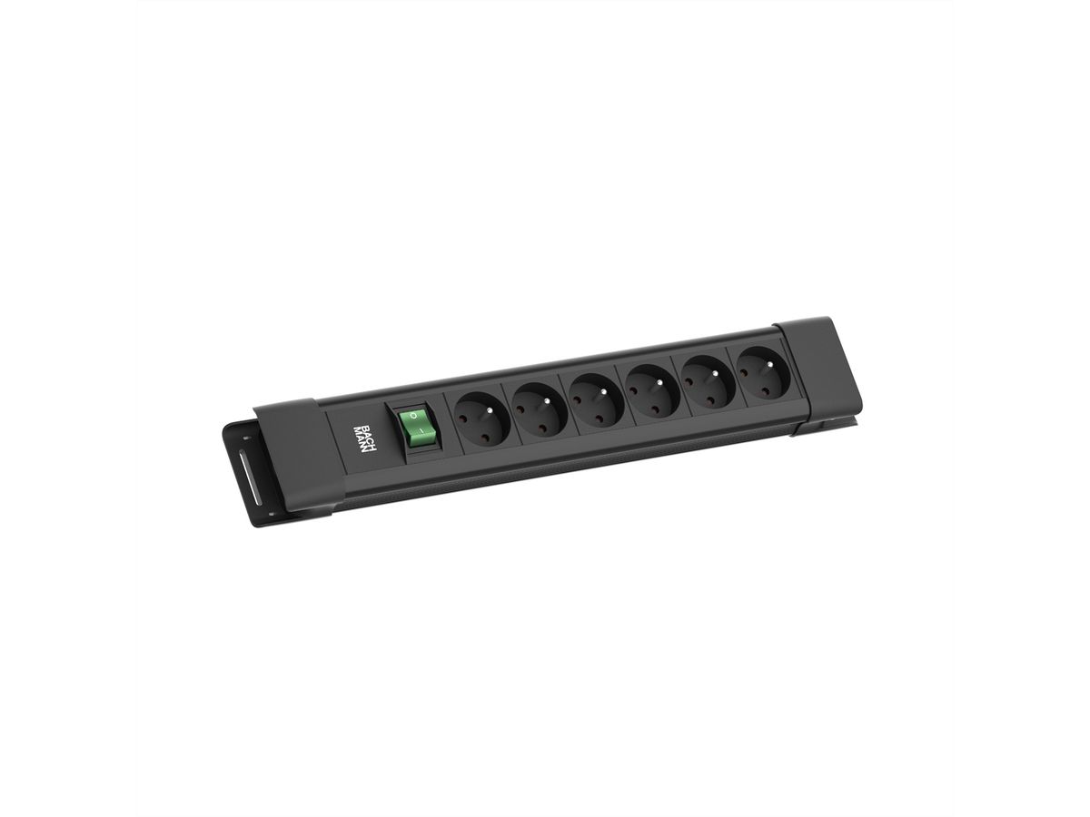BACHMANN CONNECTUS 6xUTE , 1xinterrupteur 2,0m CEE7/7 noir