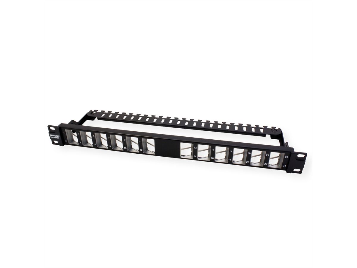 TRENDnet TC-KP24SA Panneau de connexion Keystone blindé 1U angulaire, vierge et à 24 ports
