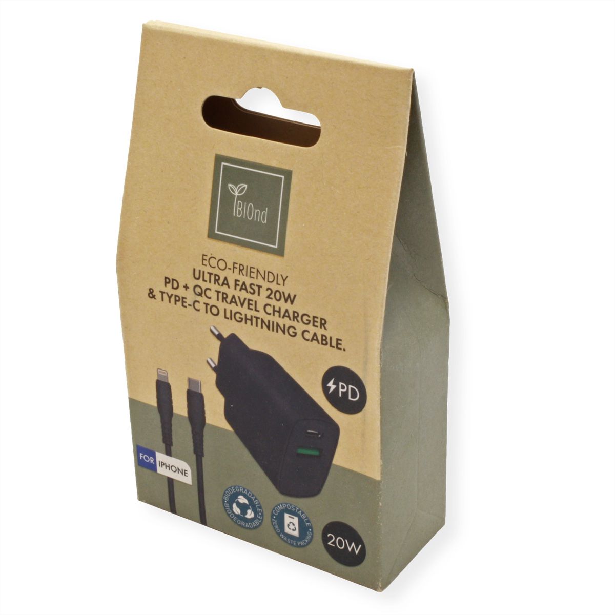BIOnd BIO-CTL-20W Chargeur USB-C vers 8PIN + câble pour iPhone