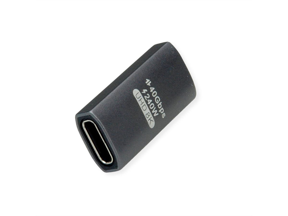 ROLINE Adaptateur USB4 Gen 3x2, Aluminium, coudé à 90°, Type C, M/F, argent