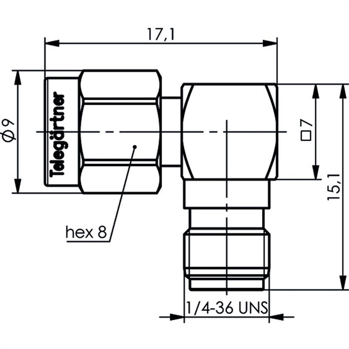 TELEGÄRTNER Connecteur SMA mâle/femelle, coudé