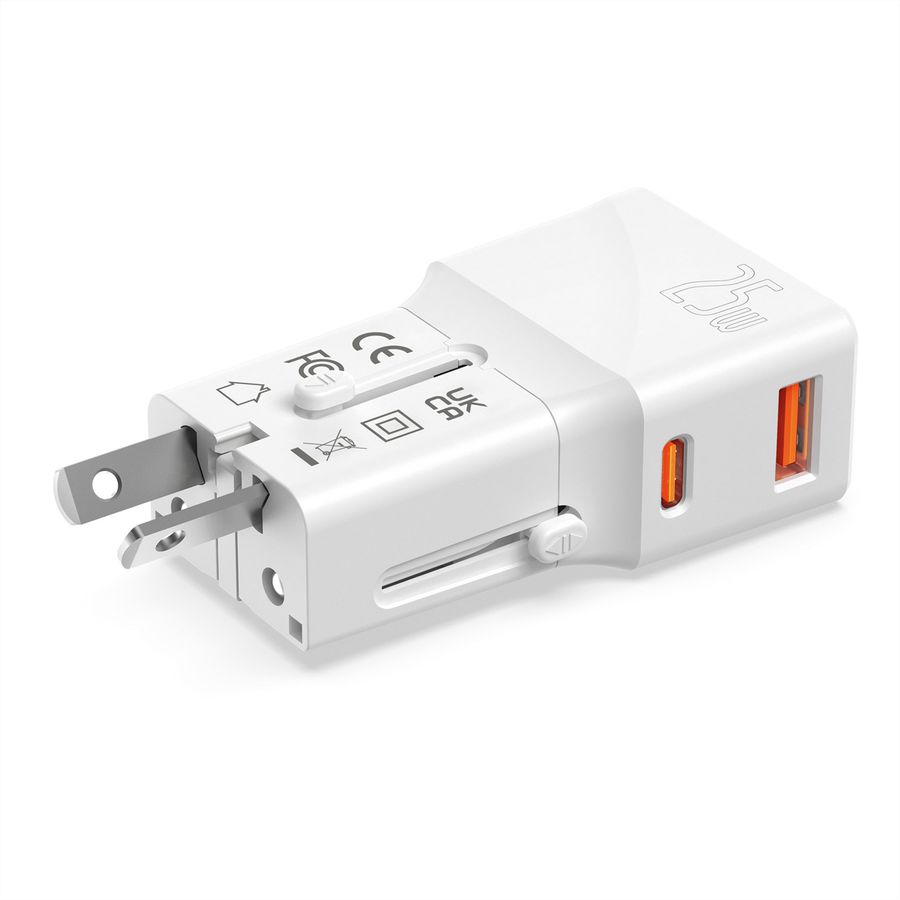 VALUE Chargeur de voyage USB avec prise UK/US/Euro, 2 ports, 1x QC3.0 A + 1x C (PD), 25W