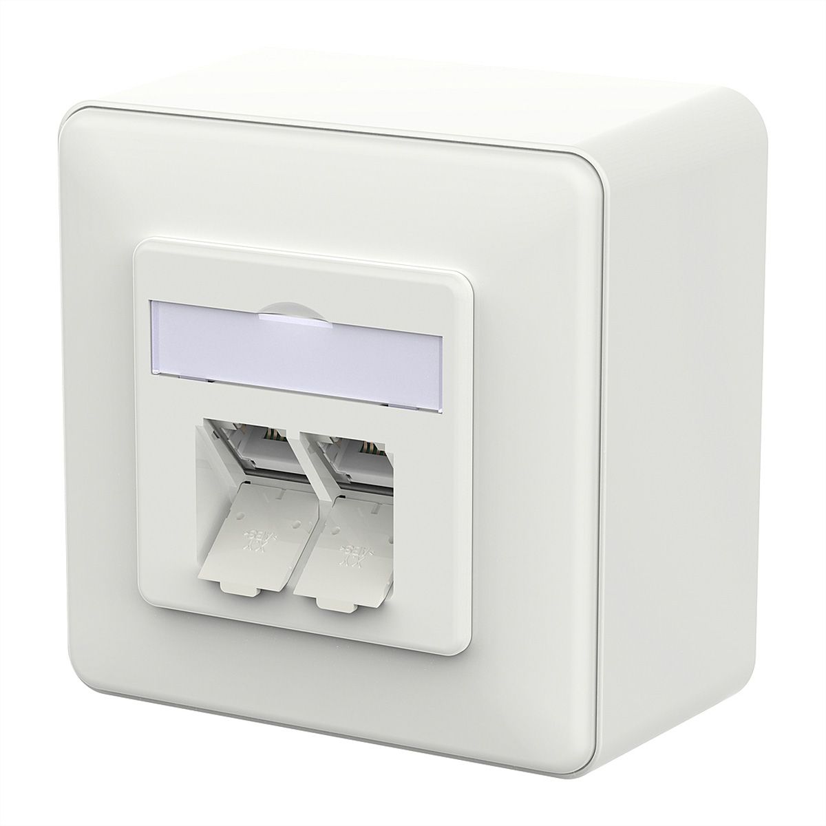 METZ CONNECT E-DAT C6A IDC Prise, 2 ports, apparent (AP), blanc signalisation brillant