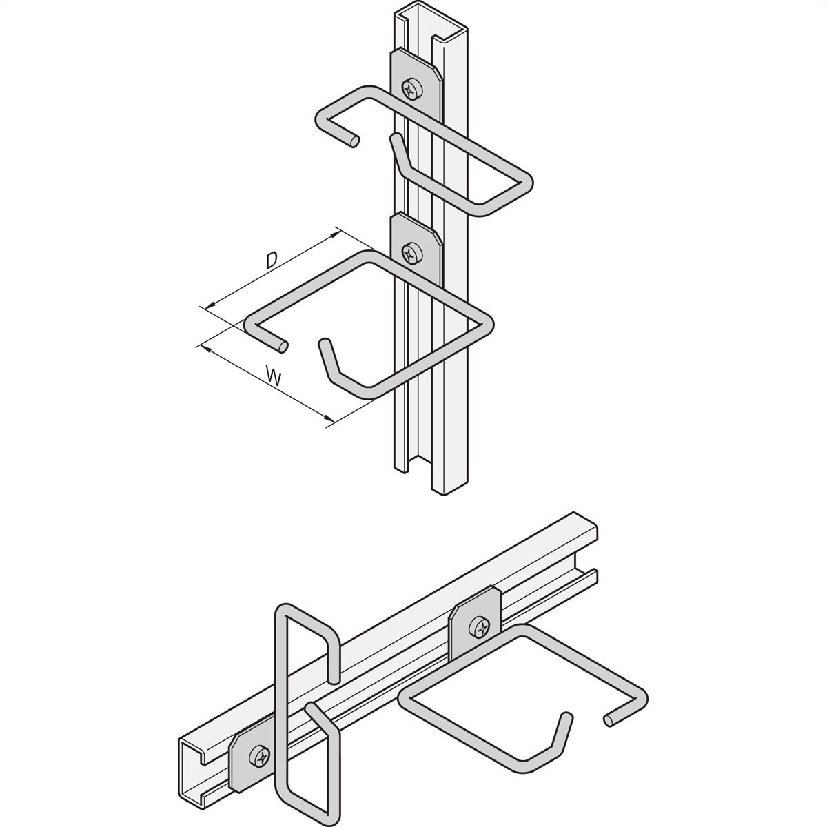 Oeillet de câble SCHROFF pour rail C, acier, 120 x 45 mm