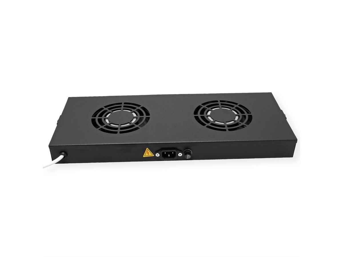 ROLINE 19" Unité de ventilation, 2 ventilateurs, thermostat, noire