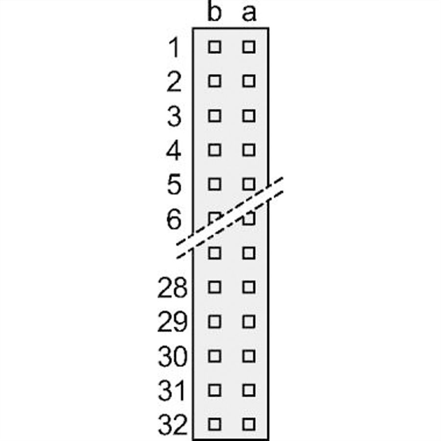 Connecteur SCHROFF Type B, EN 60603, DIN 41612, mâle, 64 contacts, broches à souder, 3 mm