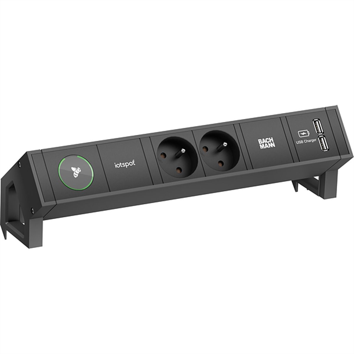 BACHMANN DESK2 1xiotspot 2xUTE 1xUSB Charger 0,2m GST18, RAL9005