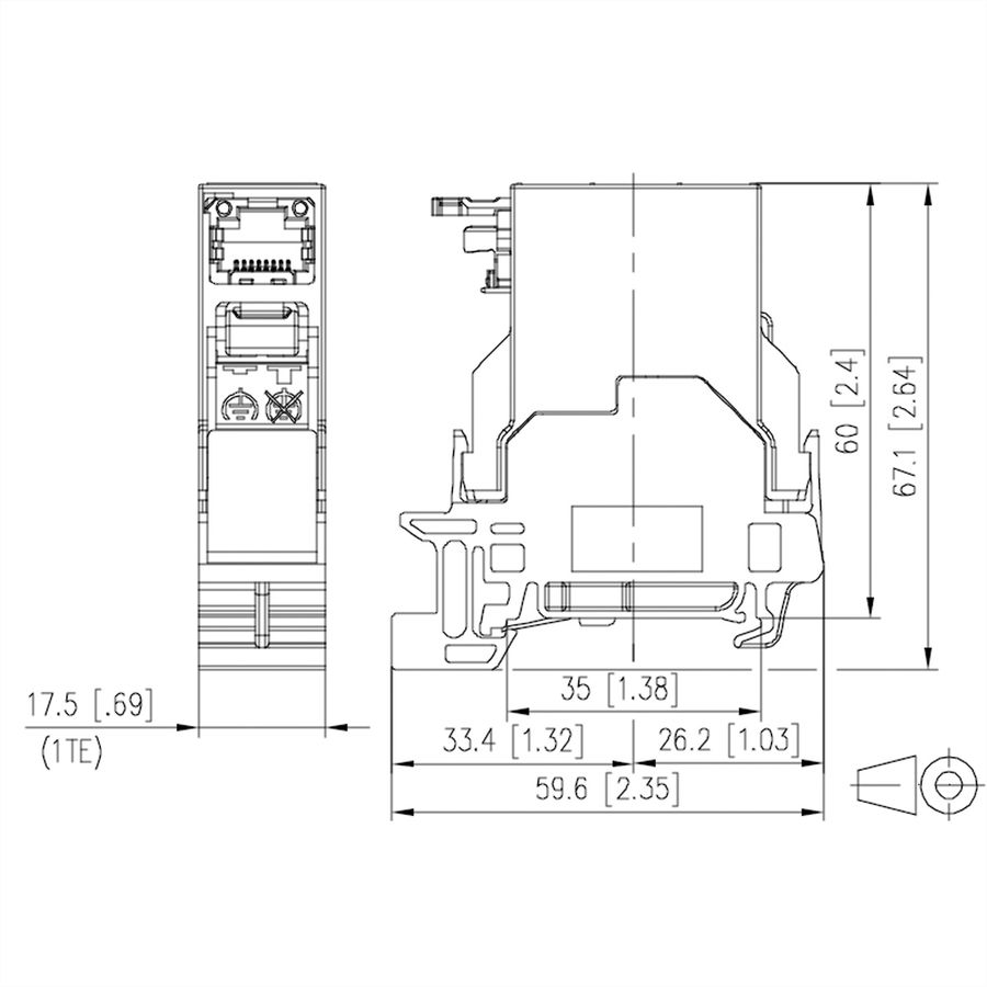 METZ CONNECT E-DAT Industry rail de serrage TS35, RJ45 insert pour jack de terrain Cat.6 Class EA, T568A