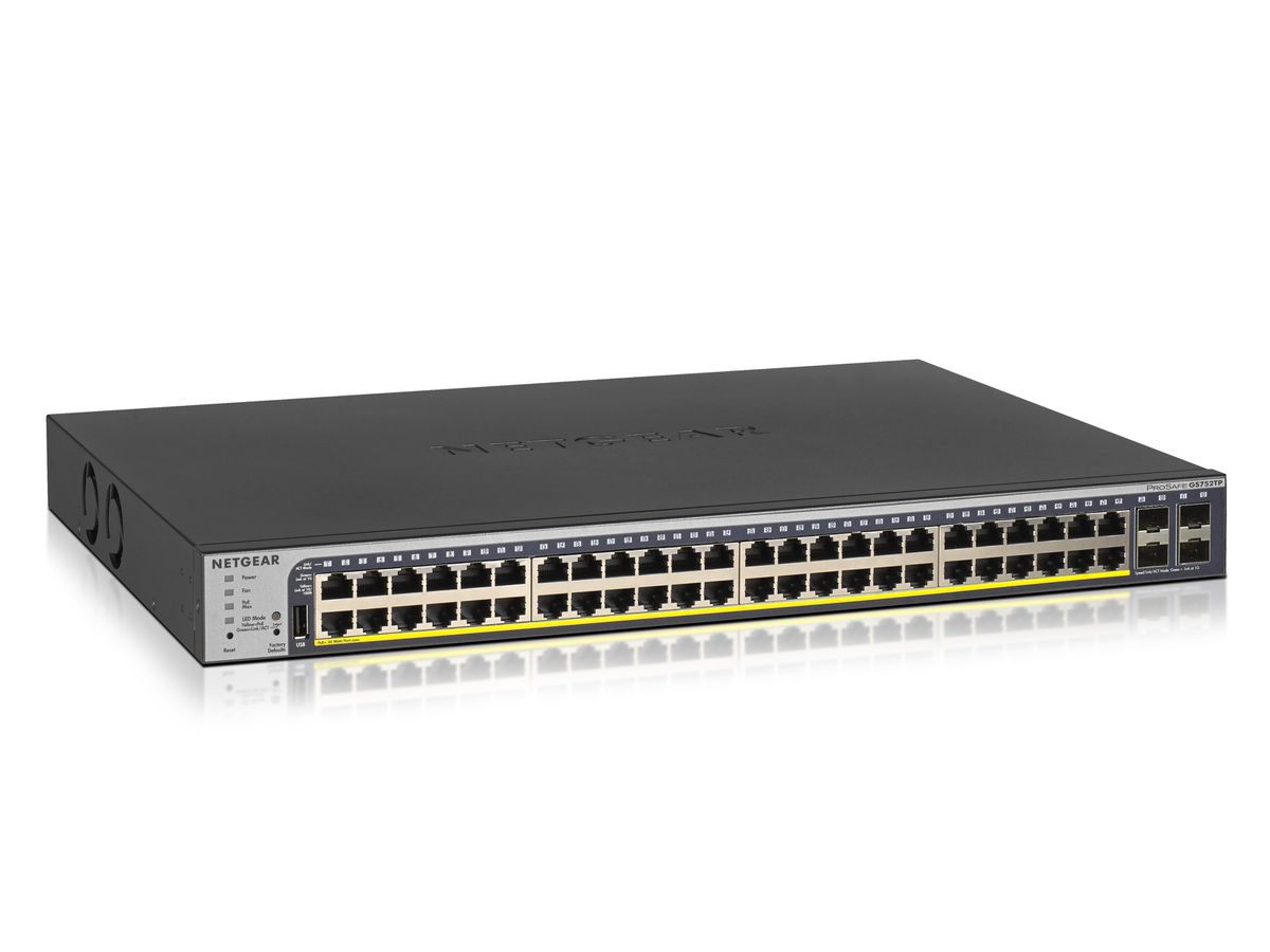 NETGEAR GS752TP-300EUS commutateur réseau Géré L2/L3/L4 Gigabit Ethernet (10/100/1000) Connexion Ethernet, supportant l'alimentation via ce port (PoE) 1U Noir