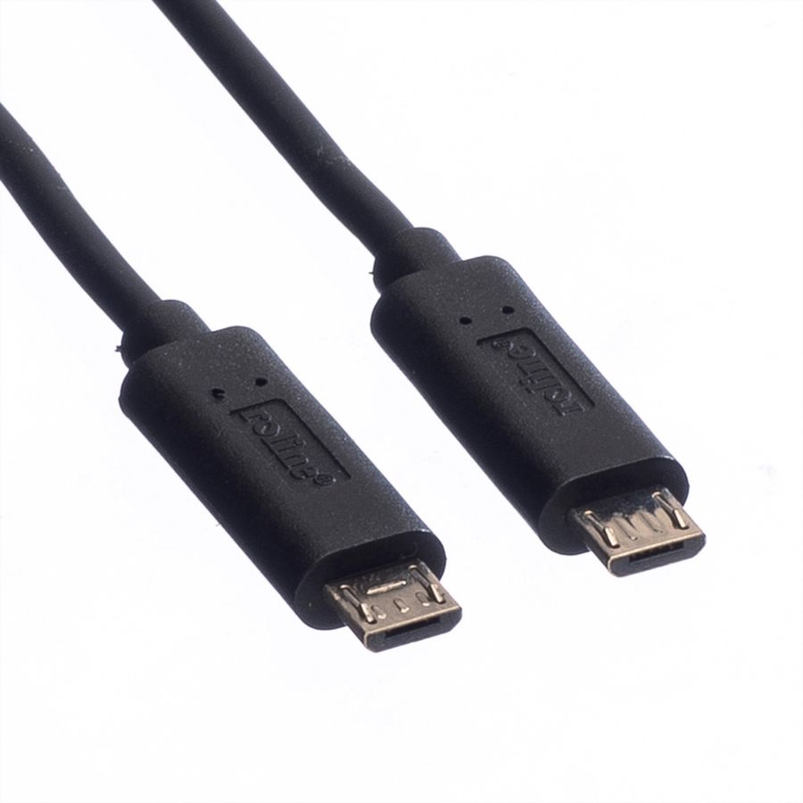 ROLINE Câble chargeur USB 2.0, Micro B - Micro B, M/M, noir, 0,3 m
