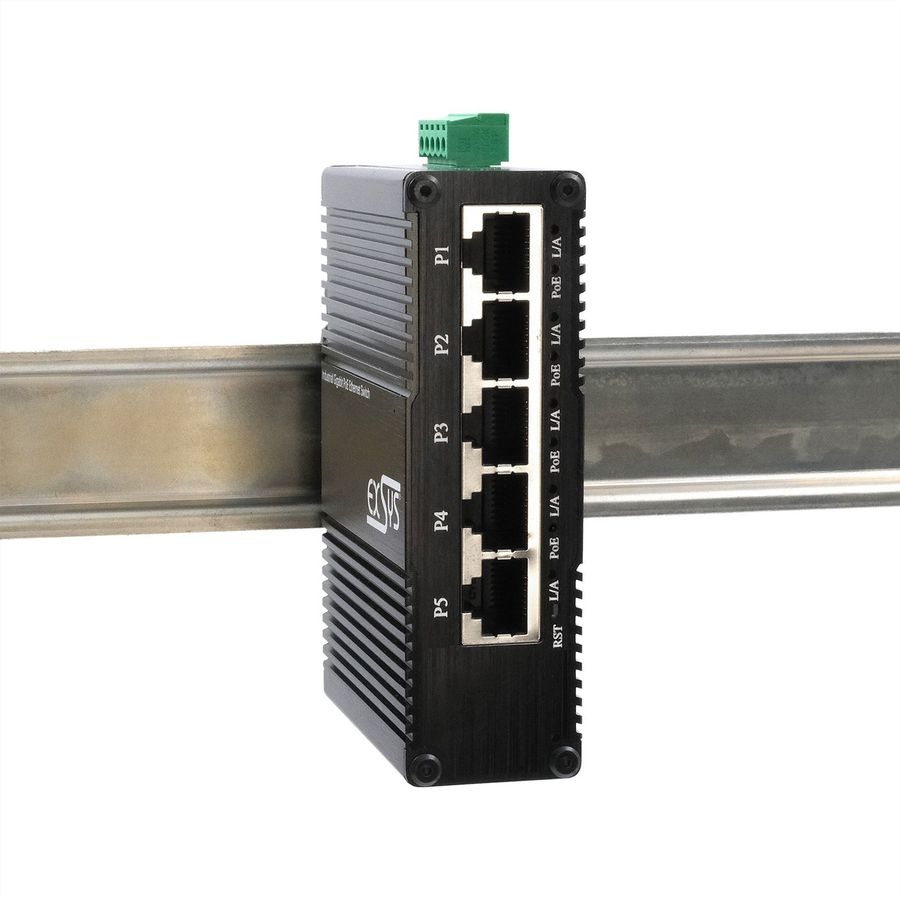 EXSYS EX-62030MPoE Mini Switch Gigabit SFP PoE+ industriel 5 ports, géré via le Web
