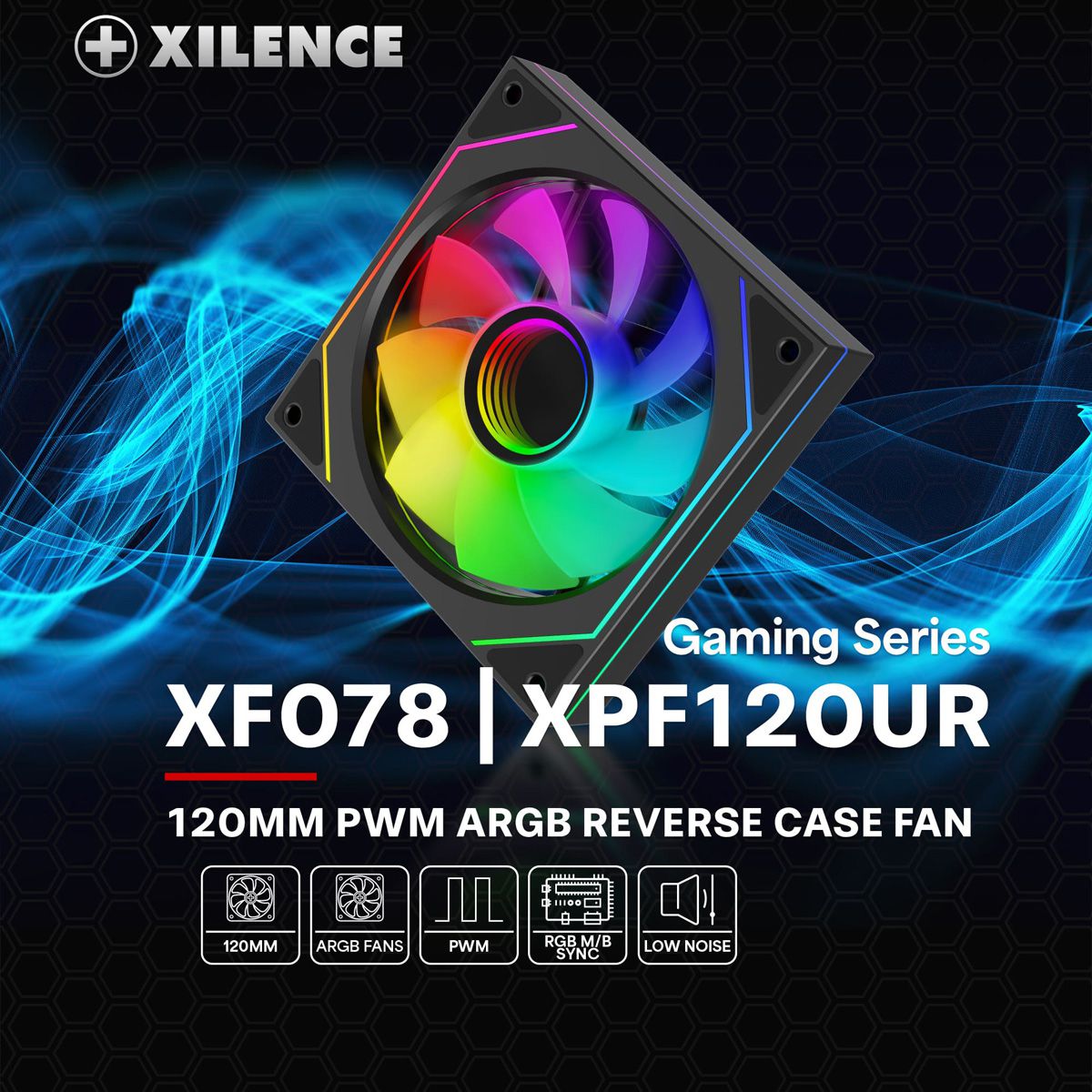 XILENCE XF078 Ventilateur de boîtier Reverse, avec Design Infinity Mirror