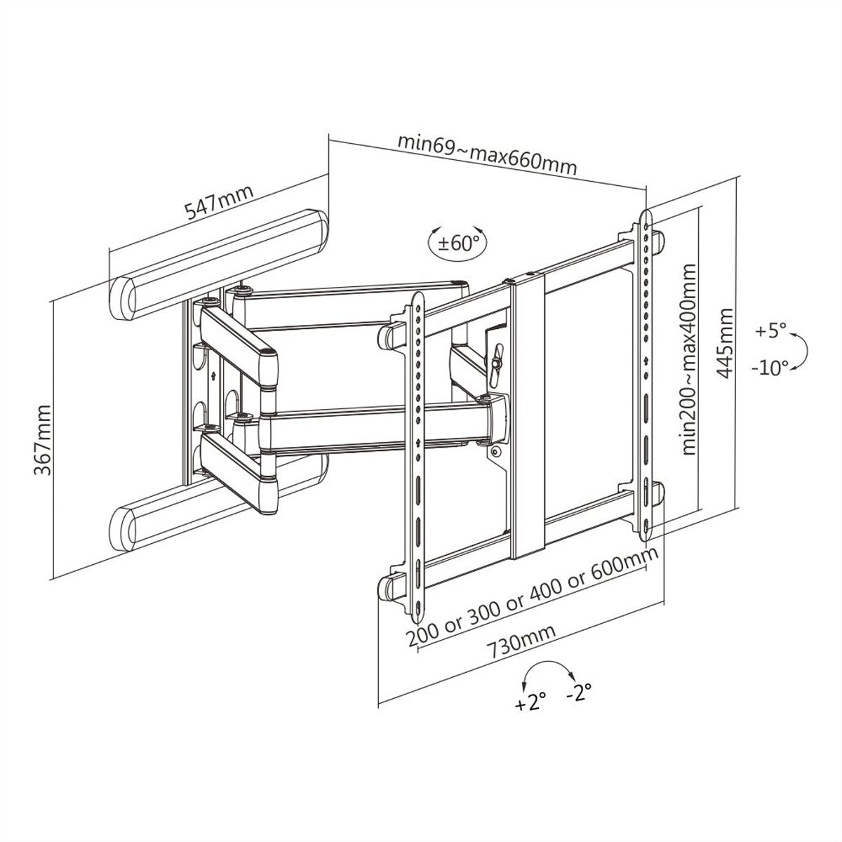 ROLINE PREMIUM Support mural pour écran LCD, jusqu'à 70 kg