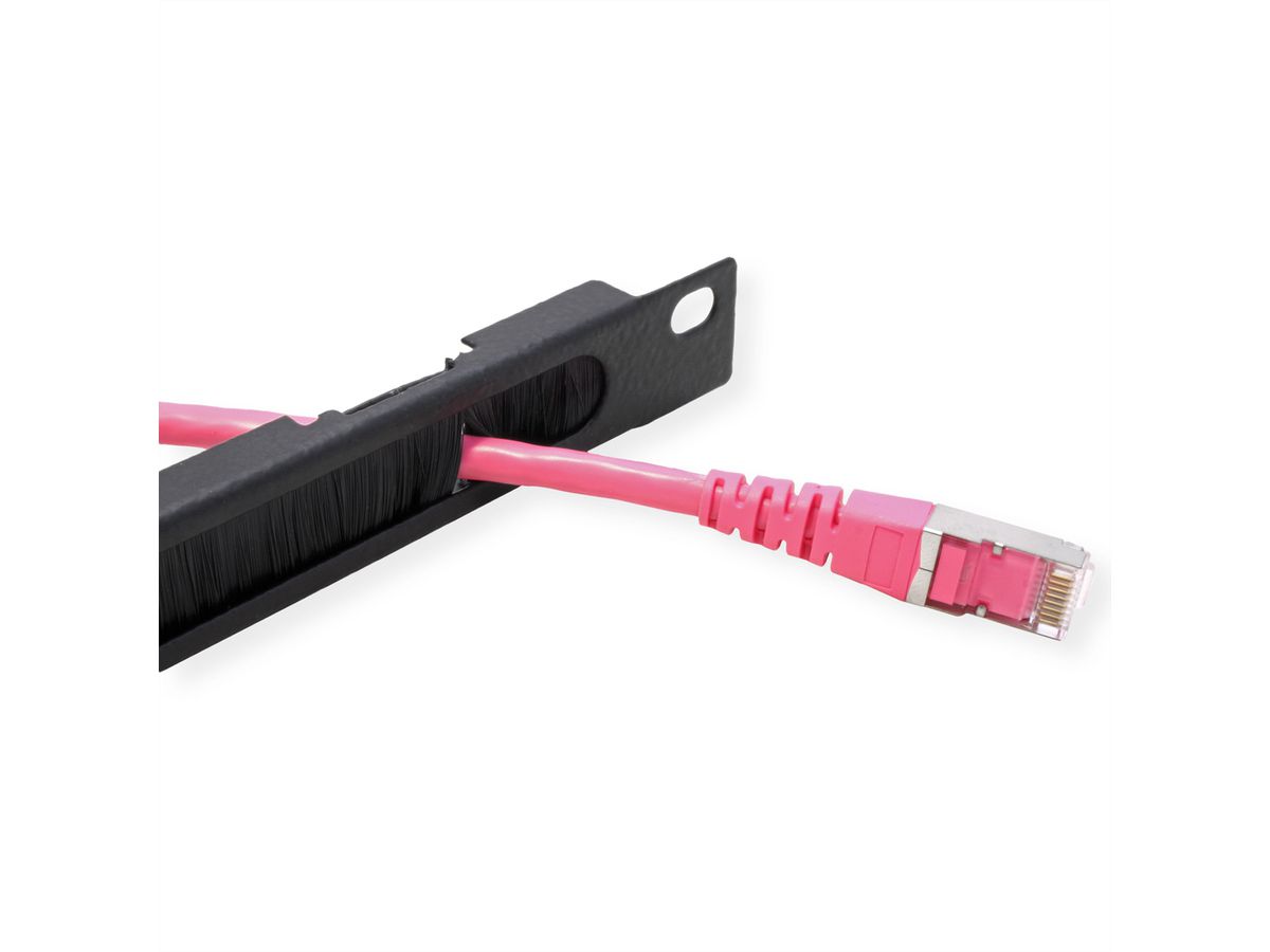 ROLINE 10" Passe-câbles, Avec brosse 0,5U noir