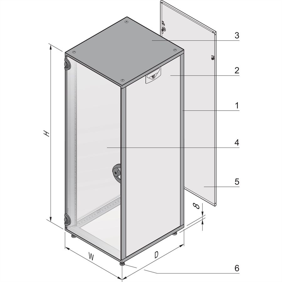 Armoire Novastar SCHROFF avec porte vitrée et panneau arrière, Heavy-Duty, RAL 7021, 1967H 553W 600D
