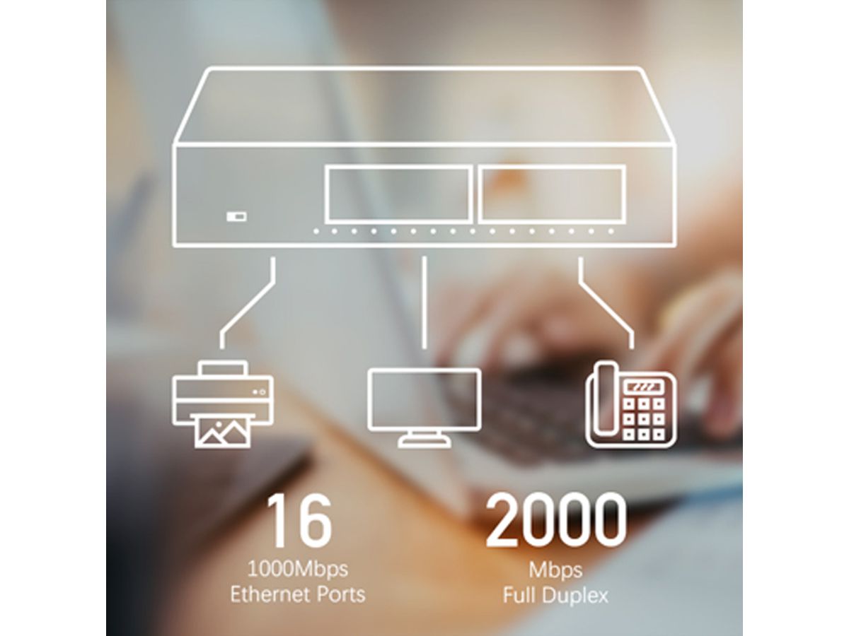 CUDY GS1016 Switch 16 ports Gigabit métal