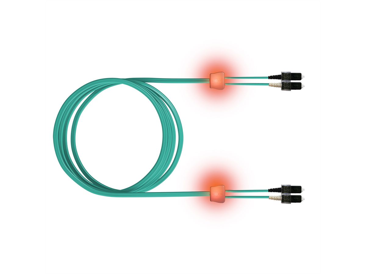 saCon Câble FO duplex 50/125µm OM3, SC/SC, turquoise, 10 m