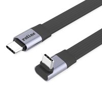ROLINE Câble USB4 2.0 plat, C–C, M/M, 8K UHD-2, 80Gbit/s, 240W, un côté coudé à 270°, noir, 0,8 m