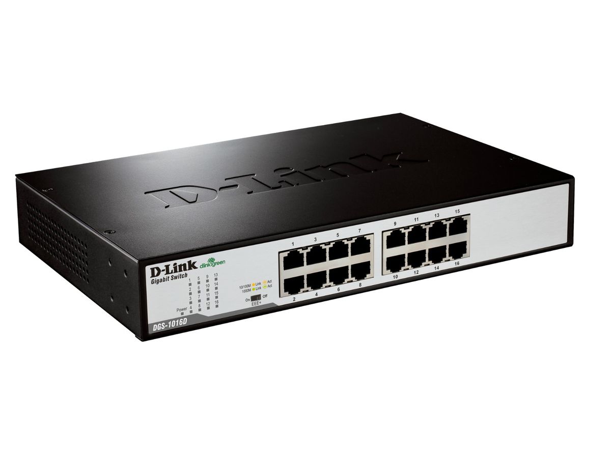 D-Link DGS-1016D/E commutateur réseau Non-géré Noir, Métallique