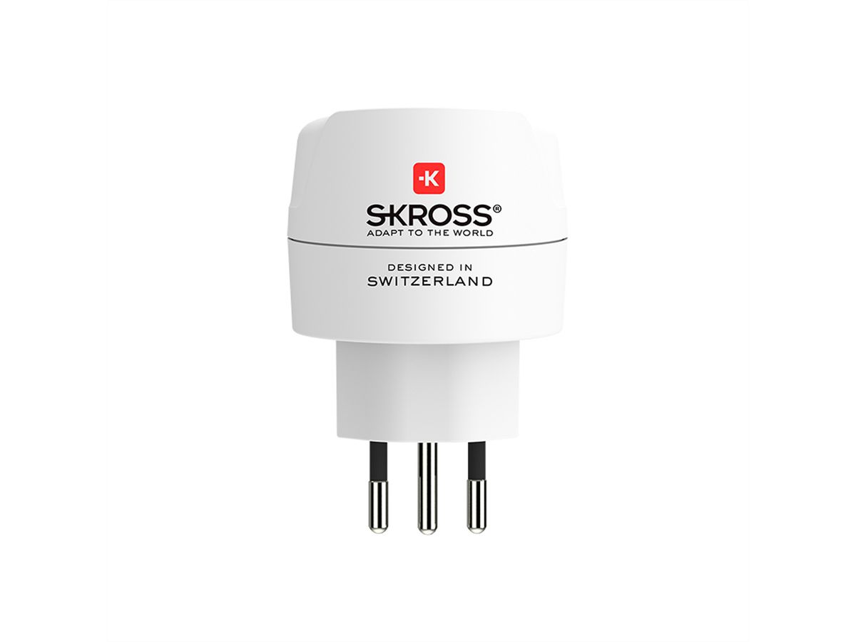 SKROSS Adaptateur de voyage Europe vers Suisse + Italie + Brésil, Pour appareils à 2 et 3 pôles (contact de protection ou prise Euro)