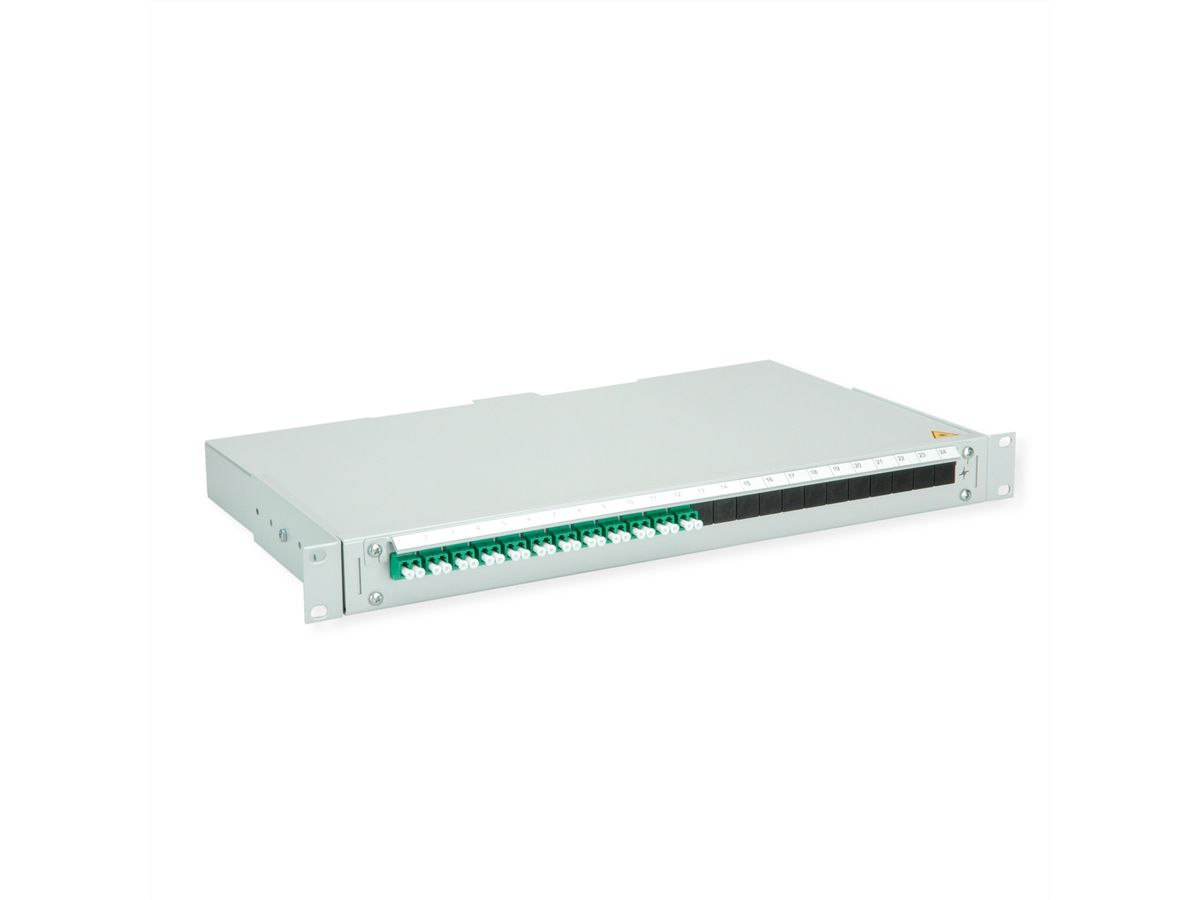 TELEGÄRTNER BASIS V Panneau fibre optique avec coupleurs & Pigtails , 12x LC Duplex, vert, OS2 APC