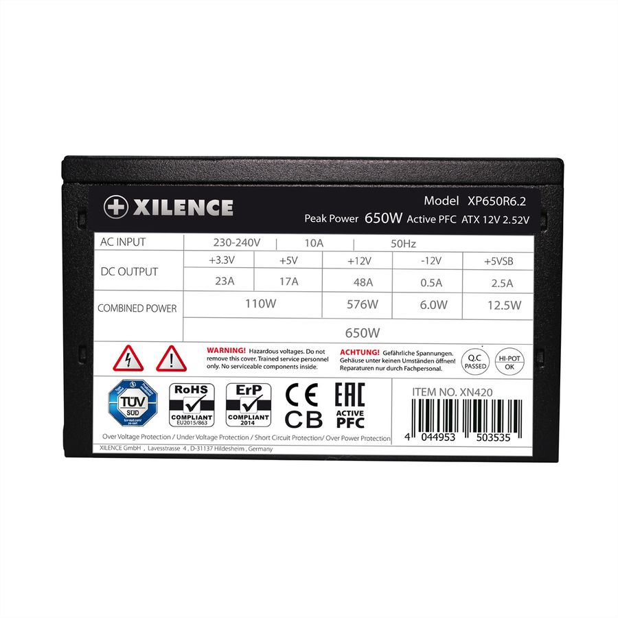XILENCE XP650R6.2 Gaming 650W ATX, 80+, Non modulaire