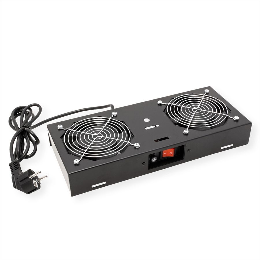 ROLINE 19" Unité de ventilation, 2 ventilateurs, pour boîtier mural, noir