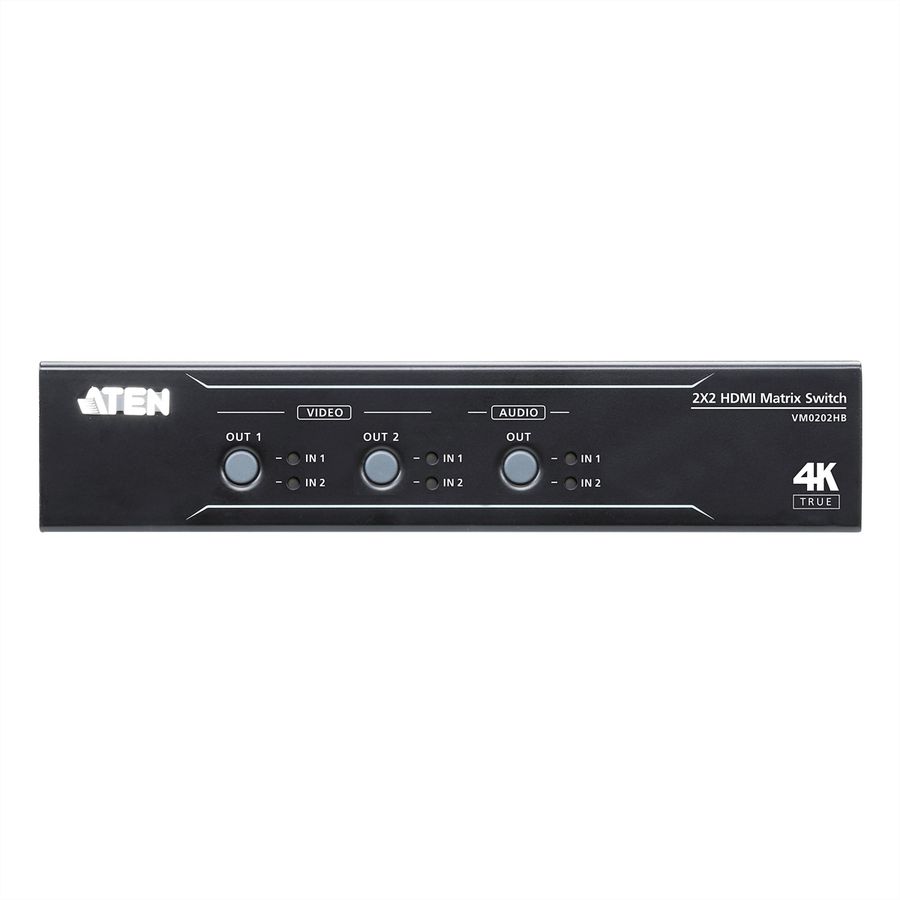 ATEN VM0202HB Commutateur matriciel HDMI True 4K 2 x 2 avec Désembeddeur audio