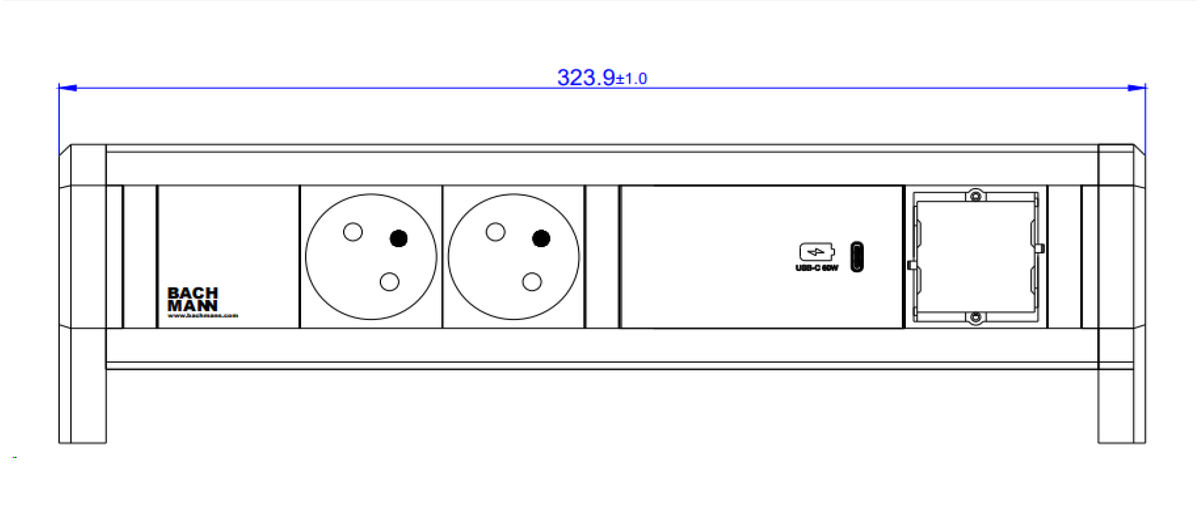 BACHMANN DESK 2xUTE 1xUSB C 60W 1xCM GST18