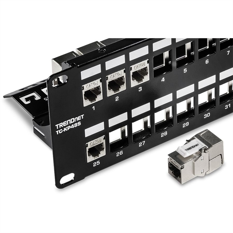 TRENDnet TC-KP48S Tableau de connexion blindé HD 2U Keystone vierge à 48 ports