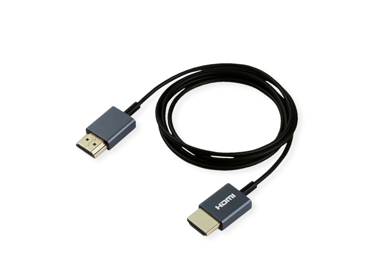 ROLINE Câble HDMI Ultra HD avec Ethernet, 4K, M/M, Slim, noir, 2 m