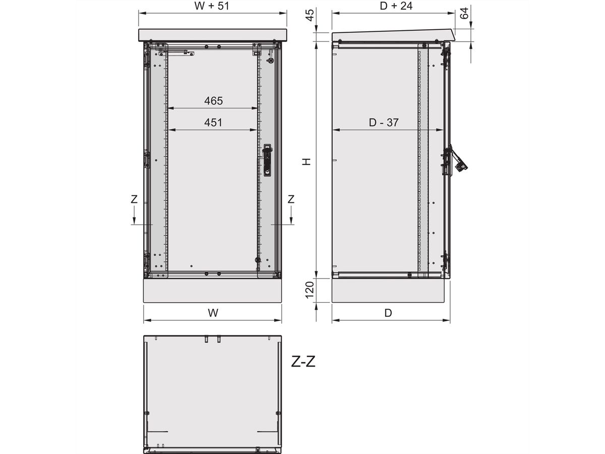 SCHROFF Outdoor Comline ECL Cabinet avec socle, 900H 700W 600D