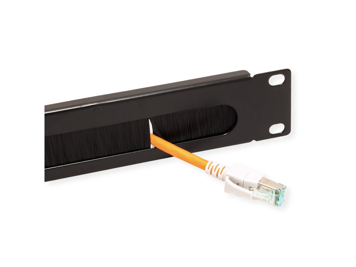 VALUE Passe-câbles 19" de 1U avec brosse, noir