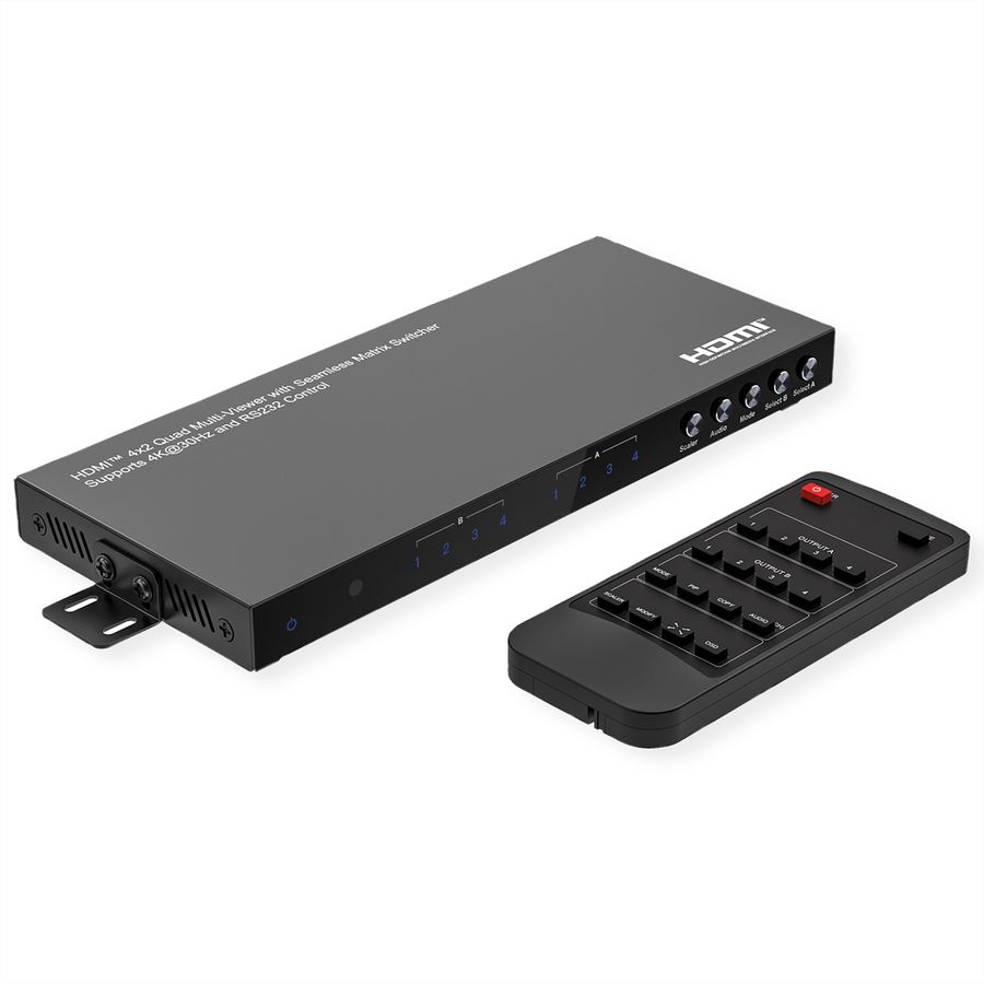 VALUE Switch matriciel HDMI 4x2 QUAD multi vues, commutation sans rupture